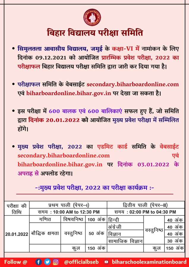 Simultala Awasiya Vidyalaya Admit Card 2022 |Simultala Awasiya Vidyalaya 6th Class Mains Exam Admit Card 2021 Download 3 Simultala Awasiya Vidyalaya Admit Card 2022 |Simultala Awasiya Vidyalaya 6th Class Mains Exam Admit Card 2021 Download